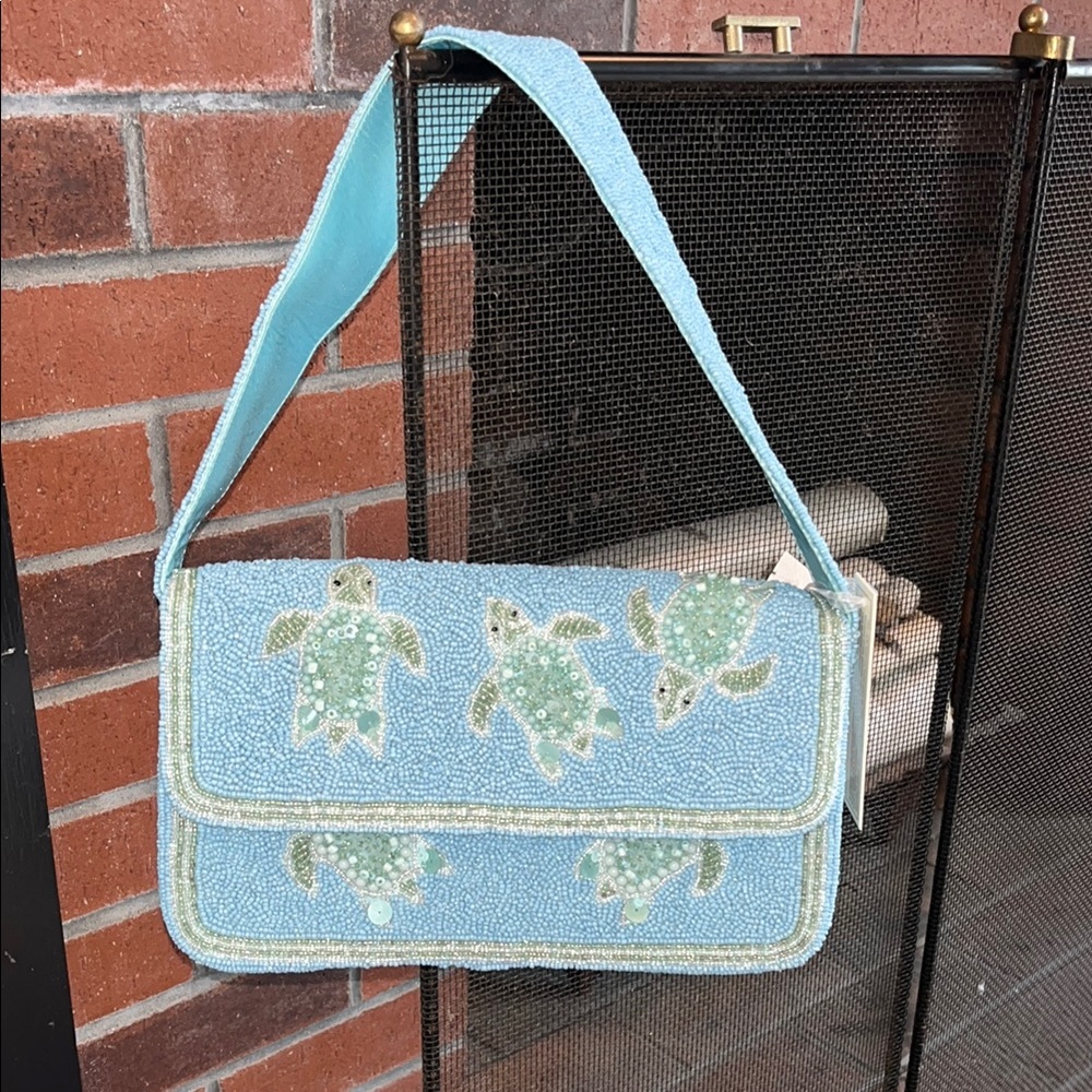 Viral TJ Maxx 🐢🐢🐢 Sea Turtle Embellished Blue Shoulder Bag